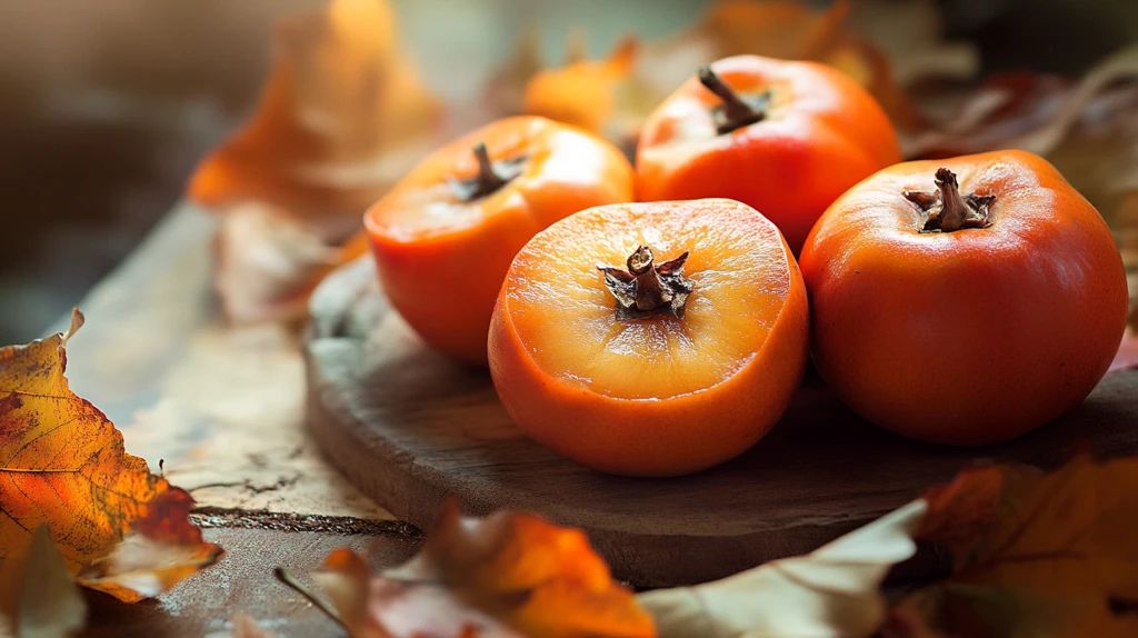 秋叶柿果静物