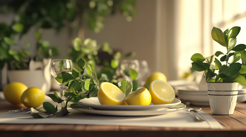柠檬与绿色植物