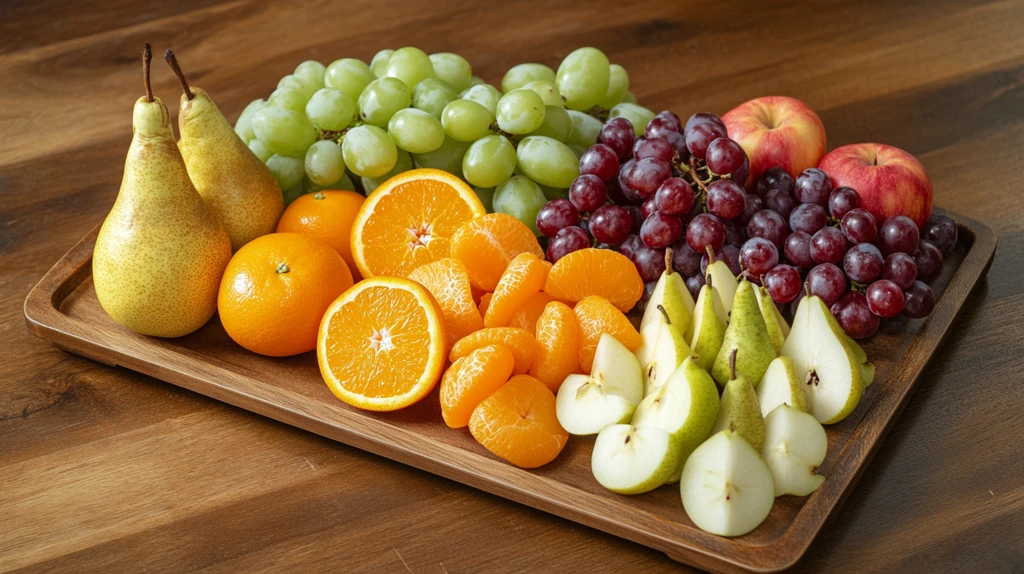 摆满新鲜水果的果盘