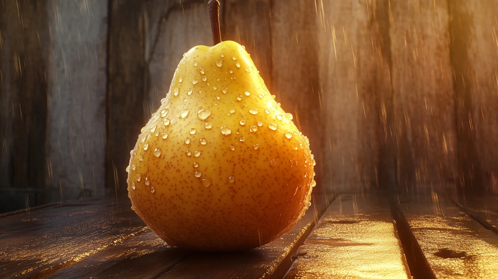 木纹背景上的梨子