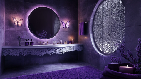 紫色瓷砖蝴蝶浴室