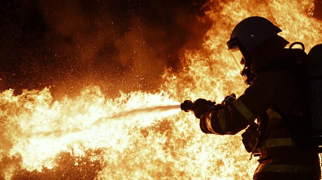 消防员灭火剪影