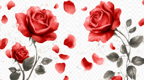 手绘打红玫瑰花朵