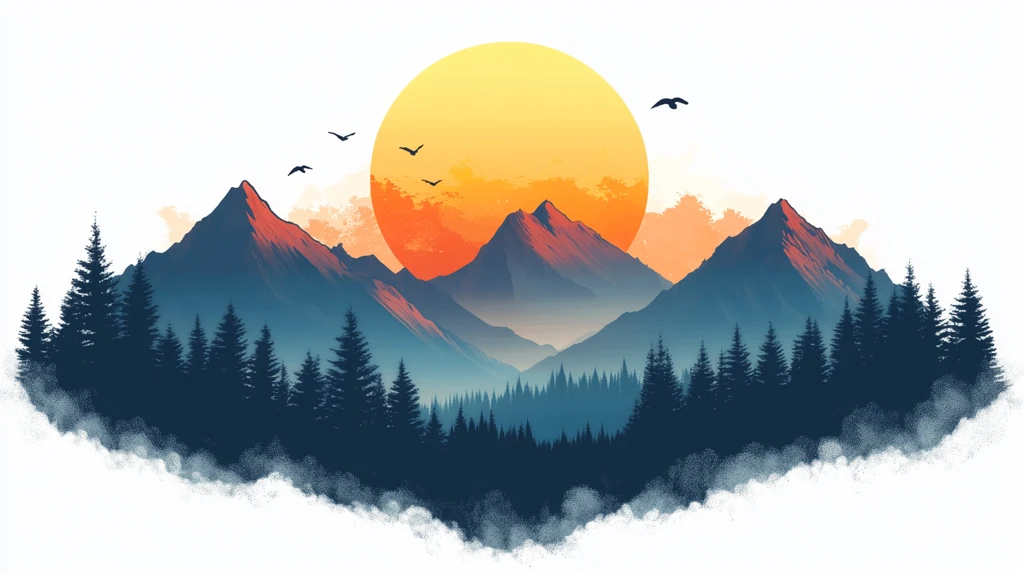 山风景插画包装