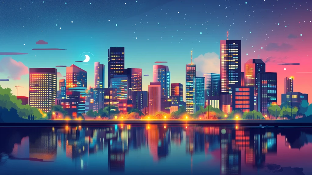 城市夜景插画