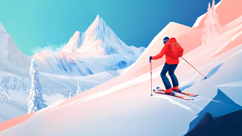 滑雪运动户外出插画