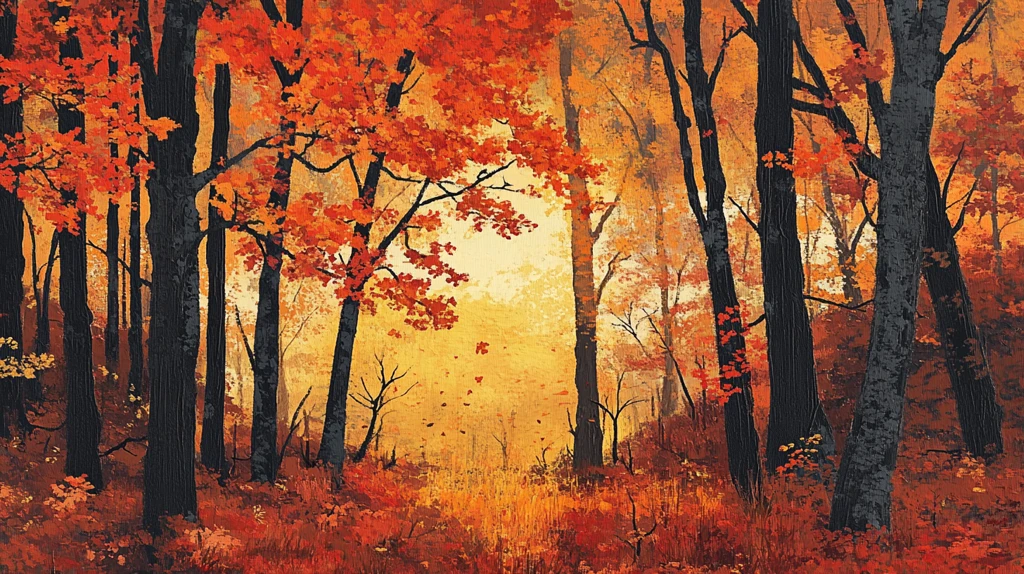 秋天森林画唯美秋色