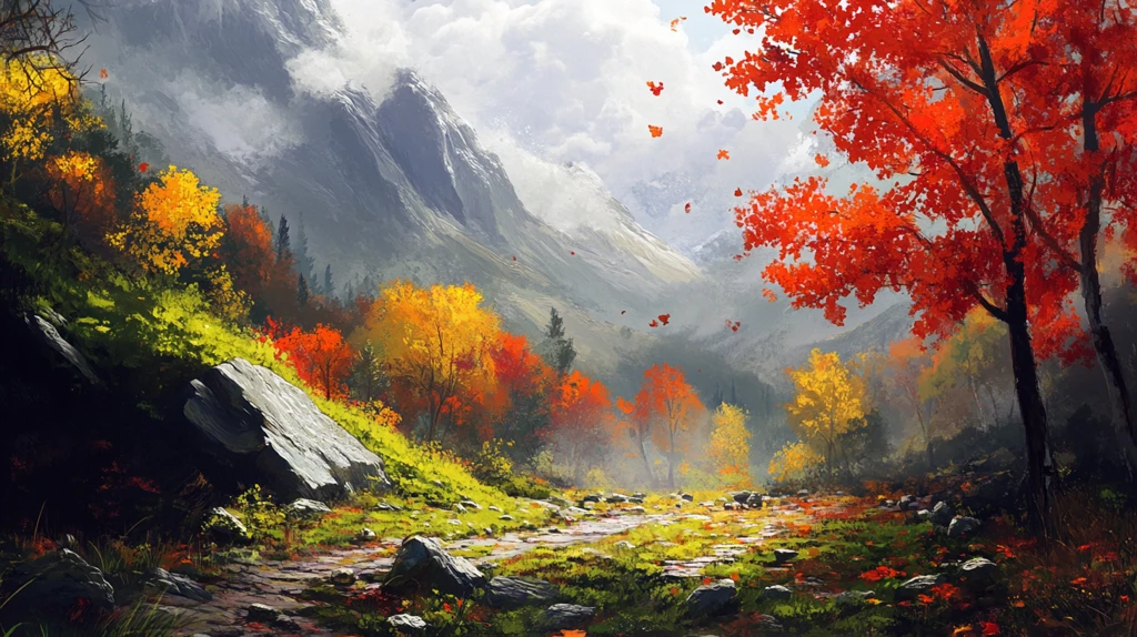 秋天森林画秋天壁纸