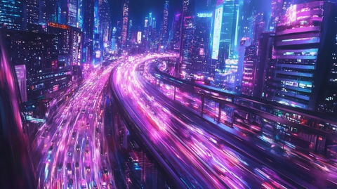 现代科技城市缤纷炫彩