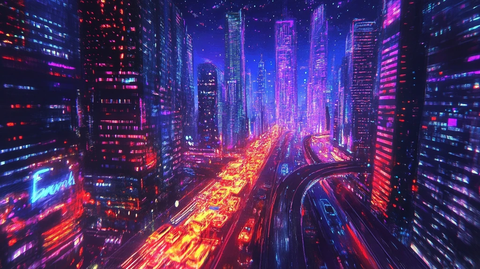 现代科技城市缤纷炫彩