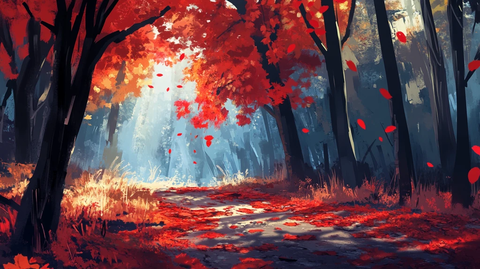 秋天森林画秋天壁纸