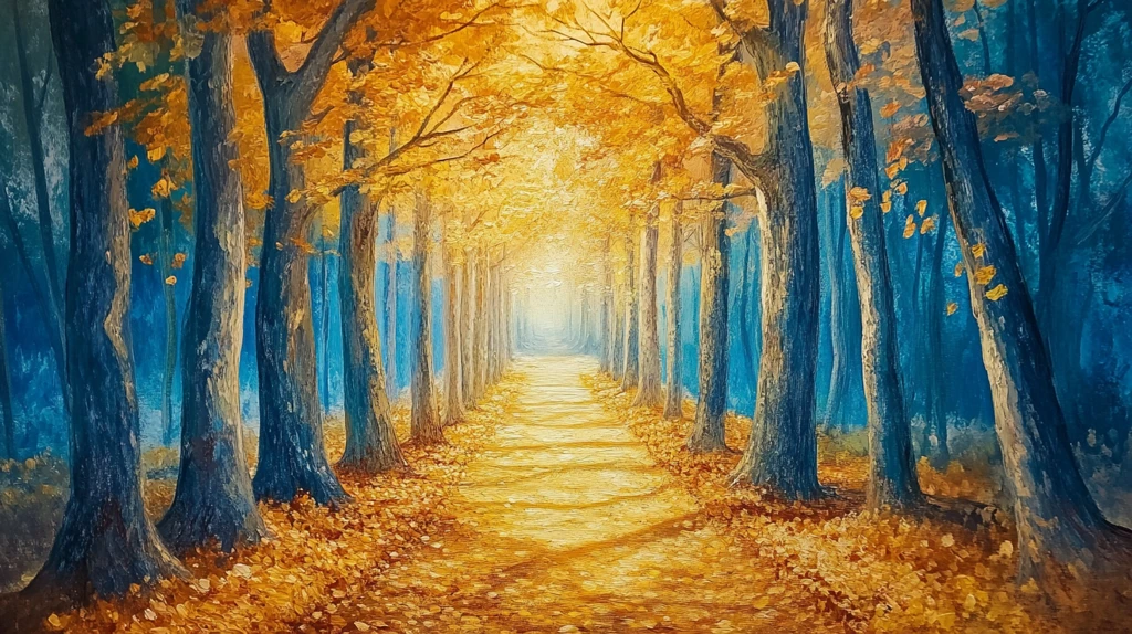 金色森林林间道路