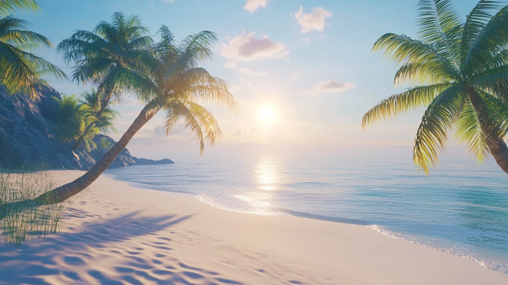 晨光沙滩海天一色