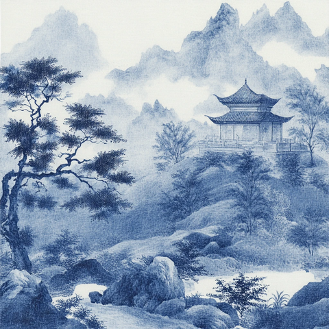 水墨数字画工笔山水