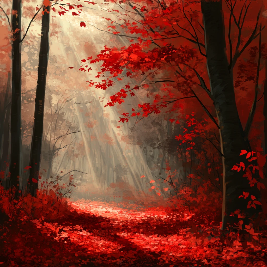 秋天美景秋天森林画