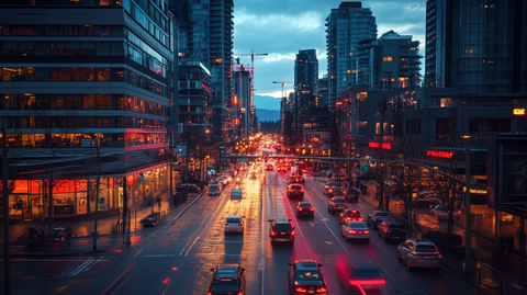 城市黄昏街道夜景