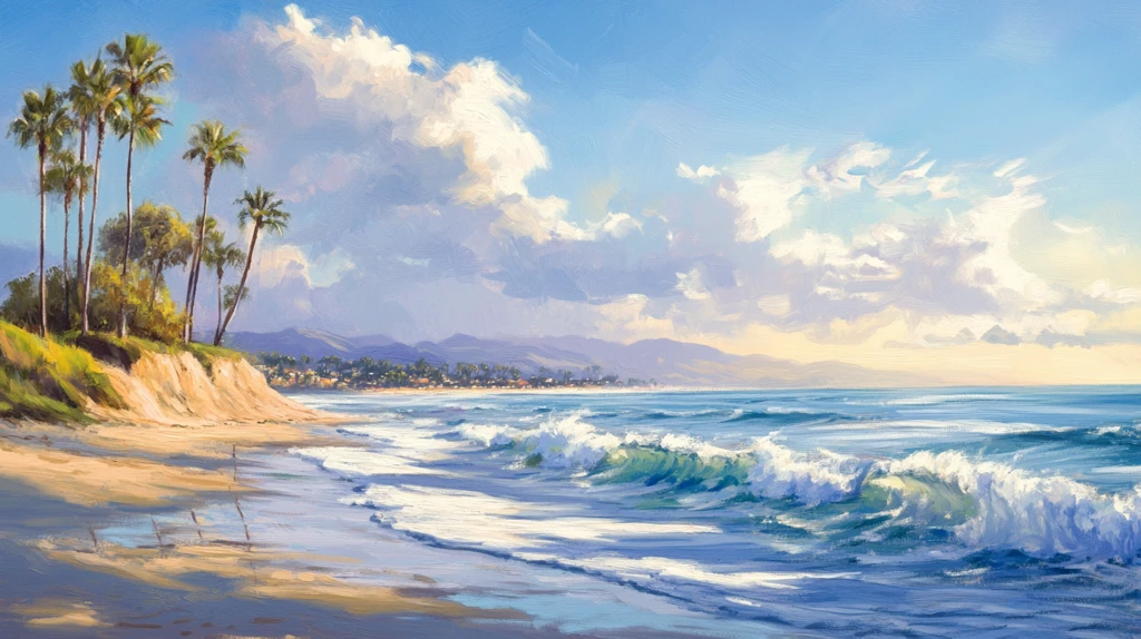 唯美海岸风景插画