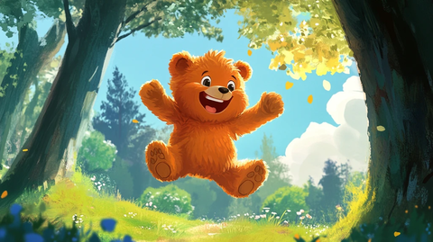 小熊室内野外场景插画