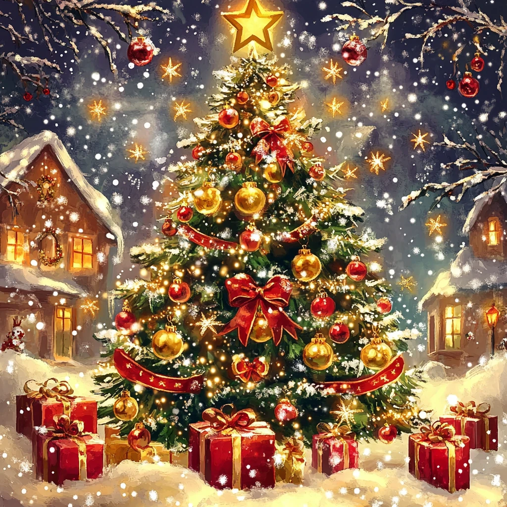 挂满礼物的圣诞树