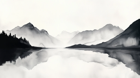 新西兰意境水墨山水画
