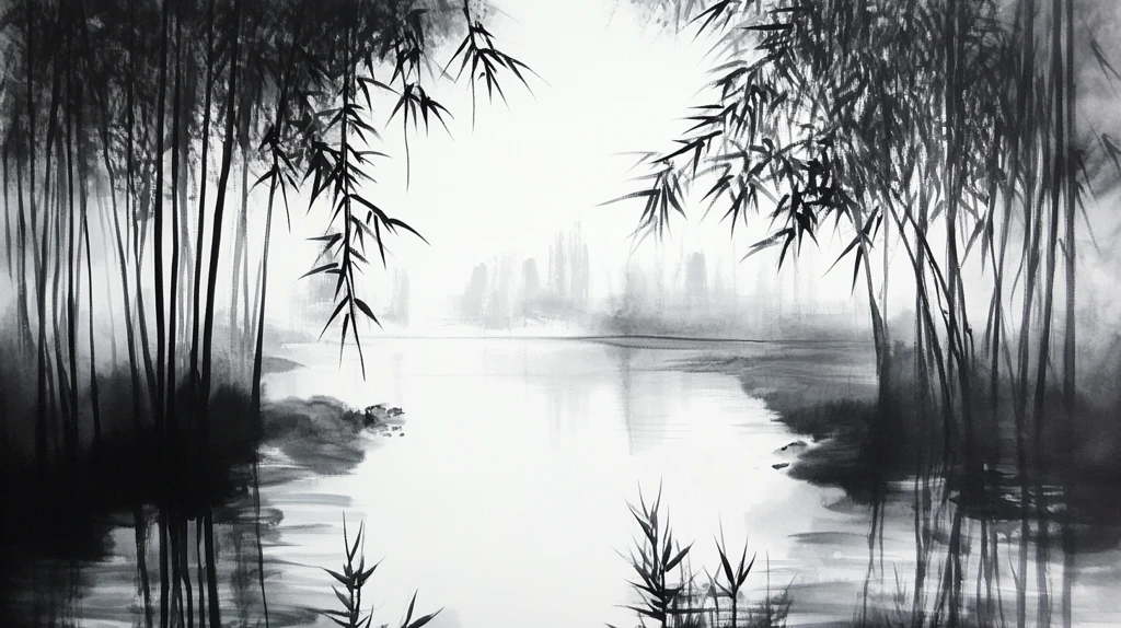 新中式竹林山水装饰画