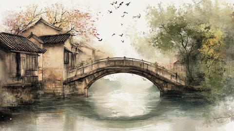 古桥插画