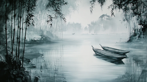 意境山水竹林装饰画