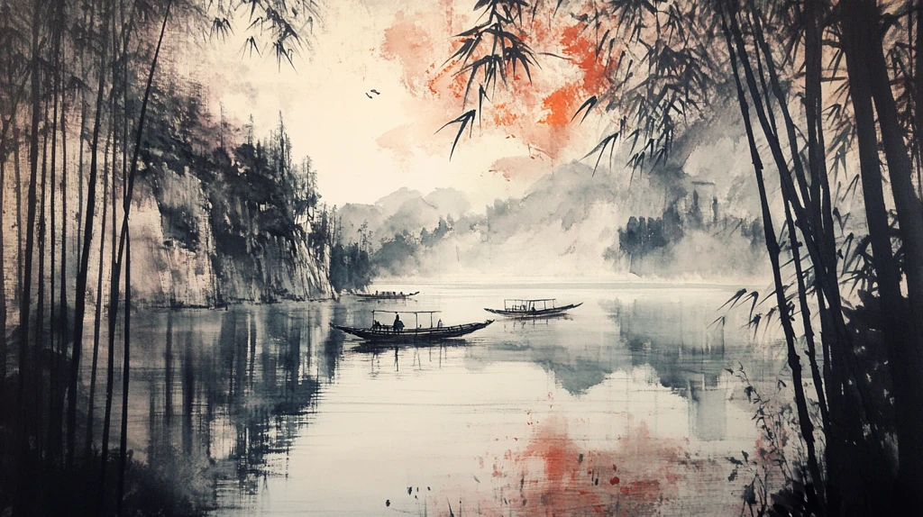 意境竹林山水画