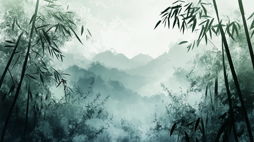 意境竹林山水画