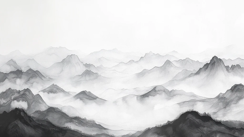 新中式大幅水墨山