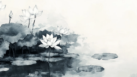 水墨意境莲花荷花