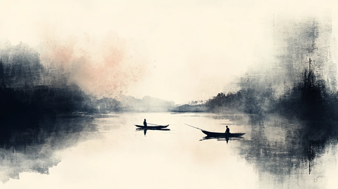 烟墨意境山水水彩画