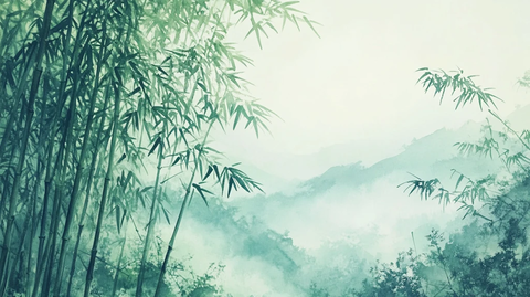 水墨山水竹林
