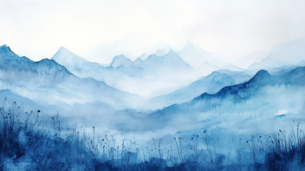 蓝调水墨群山
