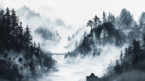 数码意境烟墨山水