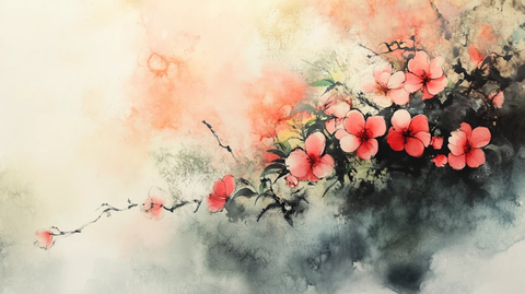 水彩梅花墙纸