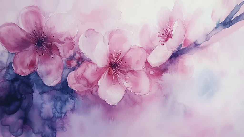 水墨水彩桃花无框画