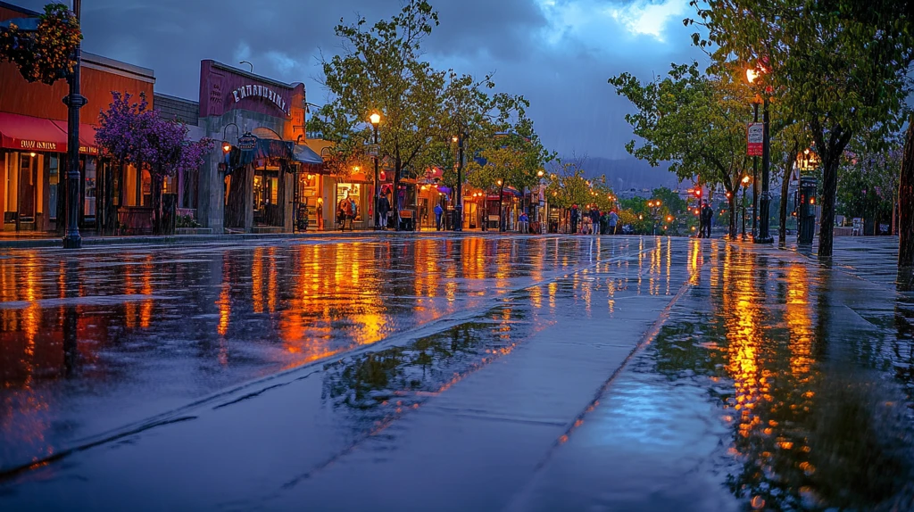 雨夜欧洲风情小镇