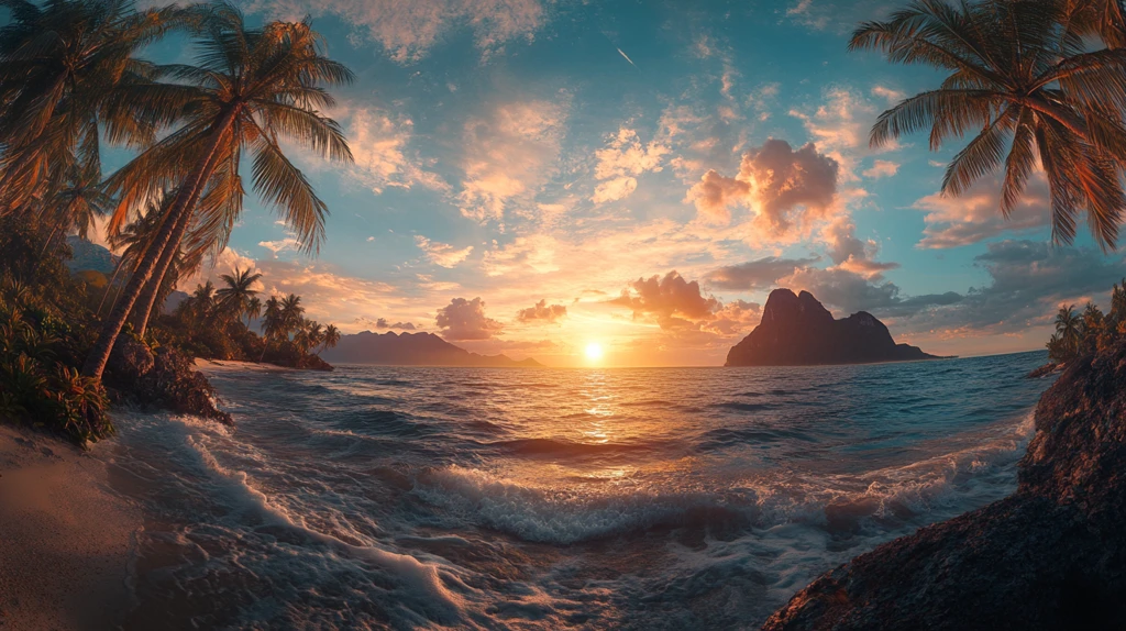 海岛海边全景图