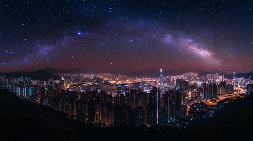 城市夜空与星光