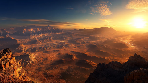 壮美大山日出全景
