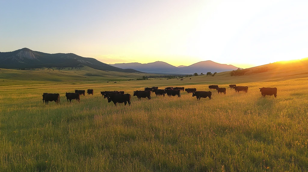 傍晚草原牧归牛群