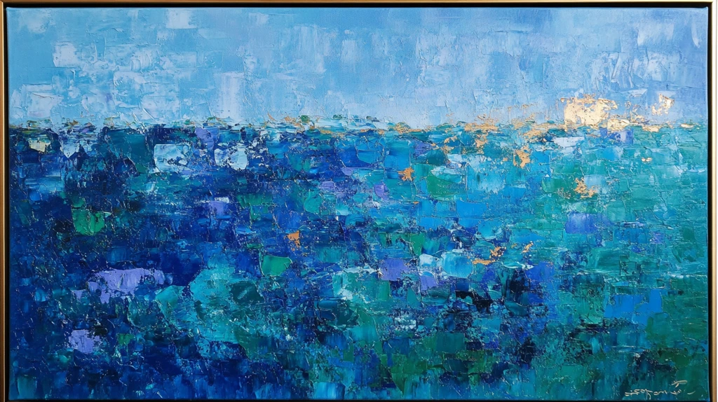 大海蓝色调油画