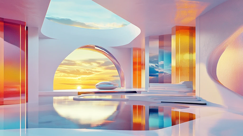 幻想的外星建筑与大窗户