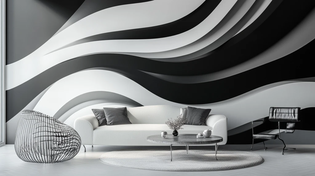 意境弯曲线条背景墙