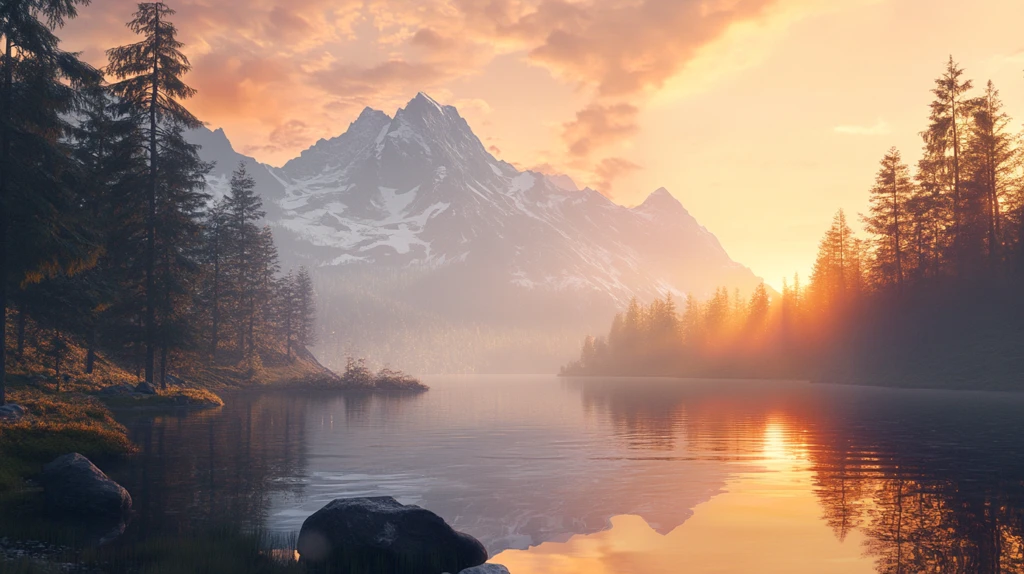 大幅高清山水日出