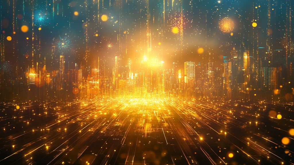 金色城市科技线条