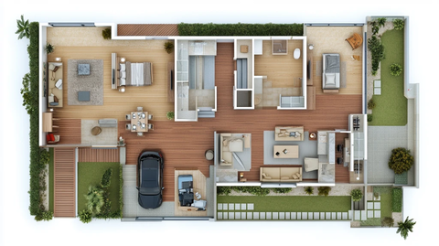 别墅庭院户型渲染