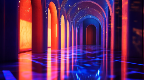 流光溢彩的霓虹灯走廊