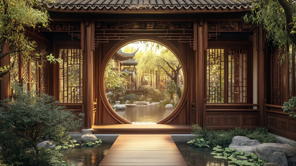 中式庭院圆门洞